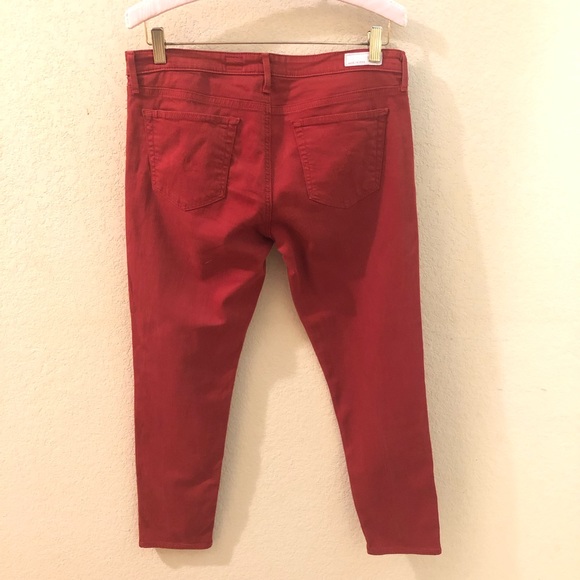 AG | Rusty Red Stevie Ankle Slim Straight Jeans 31 - Picture 3 of 8